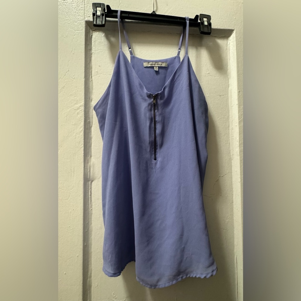 Naked Zebra Lavender Zip-Front Spaghetti Strap Camisole
